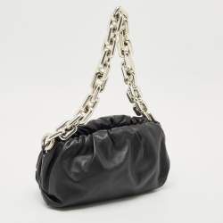 Pre Owned Bottega Veneta Black Leather The Chain Pouch Bag