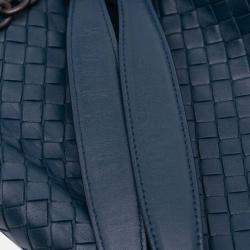 Bottega Veneta Navy Blue Medium Nappa Intrecciato Olimpia Shoulder Bag
