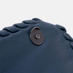 Bottega Veneta Navy Blue Medium Nappa Intrecciato Olimpia Shoulder Bag