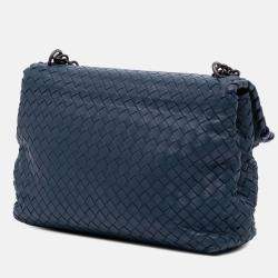 Bottega Veneta Navy Blue Medium Nappa Intrecciato Olimpia Shoulder Bag