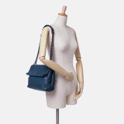 Bottega Veneta Navy Blue Medium Nappa Intrecciato Olimpia Shoulder Bag