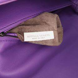 Pre Owned Bottega Veneta Purple Small Nappa Intrecciato Olimpia Shoulder Bag