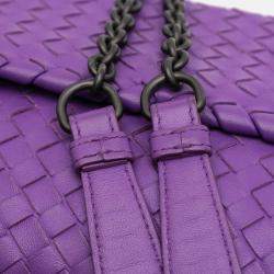 Pre Owned Bottega Veneta Purple Small Nappa Intrecciato Olimpia Shoulder Bag