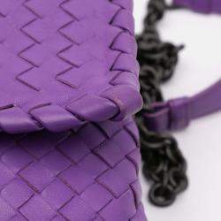 Pre Owned Bottega Veneta Purple Small Nappa Intrecciato Olimpia Shoulder Bag