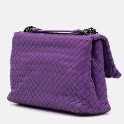 Pre Owned Bottega Veneta Purple Small Nappa Intrecciato Olimpia Shoulder Bag