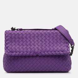 Pre Owned Bottega Veneta Purple Small Nappa Intrecciato Olimpia Shoulder Bag