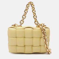 Bottega Veneta Yellow Nappa Intrecciato Padded Chain Cassette Satchel