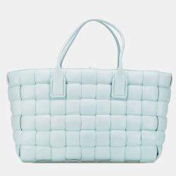 Bottega Veneta Blue Large Lambskin Intreccio Padded Tote