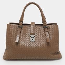 Bottega Veneta Beige Intrecciato Leather Medium Roma Tote