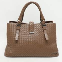 Pre Owned Bottega Veneta Beige Intrecciato Leather Medium Roma Tote