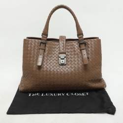 Pre Owned Bottega Veneta Beige Intrecciato Leather Medium Roma Tote