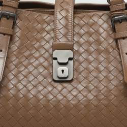 Pre Owned Bottega Veneta Beige Intrecciato Leather Medium Roma Tote