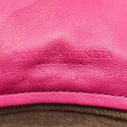 Pre Owned Bottega Veneta Pink Intrecciato Leather Flap Drawstring Crossbody Bag