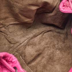 Pre Owned Bottega Veneta Pink Intrecciato Leather Flap Drawstring Crossbody Bag