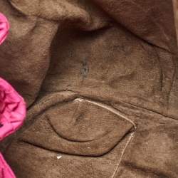 Pre Owned Bottega Veneta Pink Intrecciato Leather Flap Drawstring Crossbody Bag