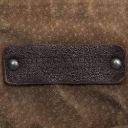 Pre Owned Bottega Veneta Dark Brown Intrecciato Leather Large Veneta Hobo