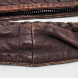 Pre Owned Bottega Veneta Dark Brown Intrecciato Leather Large Veneta Hobo