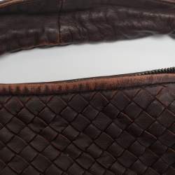 Pre Owned Bottega Veneta Dark Brown Intrecciato Leather Large Veneta Hobo