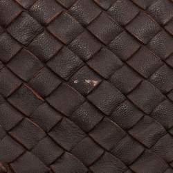 Pre Owned Bottega Veneta Dark Brown Intrecciato Leather Large Veneta Hobo