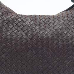 Pre Owned Bottega Veneta Dark Brown Intrecciato Leather Large Veneta Hobo
