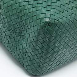 Pre Owned Bottega Veneta Green/Black Intrecciato Leather and  Karung Chain Tote