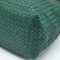 Pre Owned Bottega Veneta Green/Black Intrecciato Leather and  Karung Chain Tote