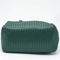 Pre Owned Bottega Veneta Green/Black Intrecciato Leather and  Karung Chain Tote