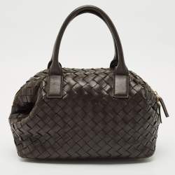 Pre Owned حقيبة بوتيغا فينيتا باوليتو جلد انتريتشياتو بنية شكولاتة متوسطة الحجم