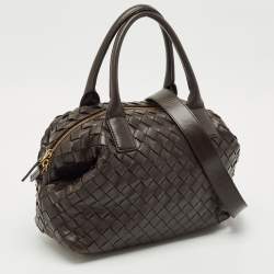 Pre Owned حقيبة بوتيغا فينيتا باوليتو جلد انتريتشياتو بنية شكولاتة متوسطة الحجم