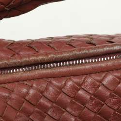 Pre Owned حقيبة هوبو بوتيغا فينيتا إنتريتشياتو جلد أحمر آجري مدرجة