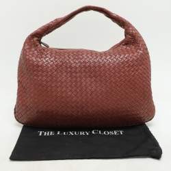 Pre Owned حقيبة هوبو بوتيغا فينيتا إنتريتشياتو جلد أحمر آجري مدرجة