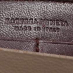 Pre Owned Bottega Veneta Burgundy Intrecciato Leather Zip Around Continental Wallet