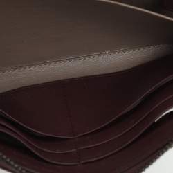 Pre Owned Bottega Veneta Burgundy Intrecciato Leather Zip Around Continental Wallet