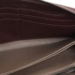 Pre Owned Bottega Veneta Burgundy Intrecciato Leather Zip Around Continental Wallet
