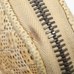 Pre Owned Bottega Veneta Lemon Washed Intrecciato Karung Leather Zip Around Wallet