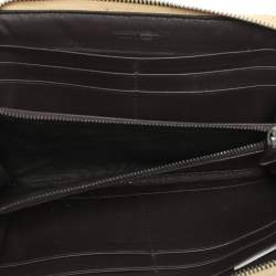 Pre Owned Bottega Veneta Lemon Washed Intrecciato Karung Leather Zip Around Wallet