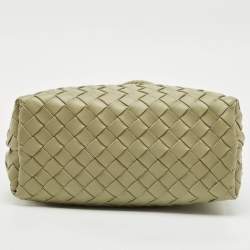 مملوكة مسبقًا حقيبة يد بوتيغا فينيتا أنديامو جلد إنتريتشياتو أخضر زيتوني صغيرة