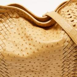 Pre Owned Bottega Veneta Tan Ostrich Oversized Hobo
