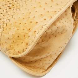Pre Owned Bottega Veneta Tan Ostrich Oversized Hobo