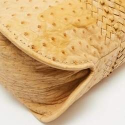 Pre Owned Bottega Veneta Tan Ostrich Oversized Hobo