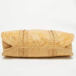 Pre Owned Bottega Veneta Tan Ostrich Oversized Hobo