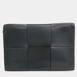 Bottega Veneta Green Leather Document Case