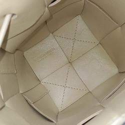 Pre Owned Bottega Veneta Beige Leather Cassette Mini Bucket Bag