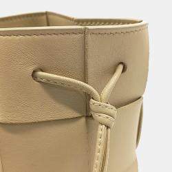 Pre Owned Bottega Veneta Beige Leather Cassette Mini Bucket Bag