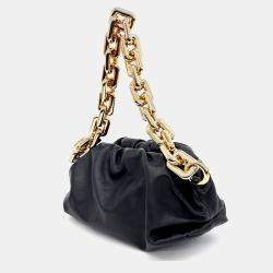 Pre Owned Bottega Veneta Black Leather Chain Shoulder Bag