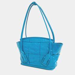 Pre Owned Bottega Veneta Blue Leather Arco Small