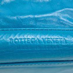 Pre Owned Bottega Veneta Blue Leather Arco Small