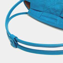 Pre Owned Bottega Veneta Blue Leather Arco Small