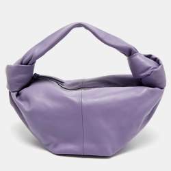 Pre Owned Bottega Veneta Purple Leather Mini Double Knot Clutch Bag