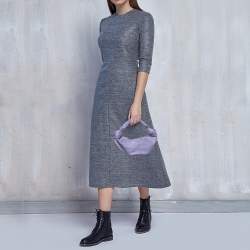 Pre Owned Bottega Veneta Purple Leather Mini Double Knot Clutch Bag